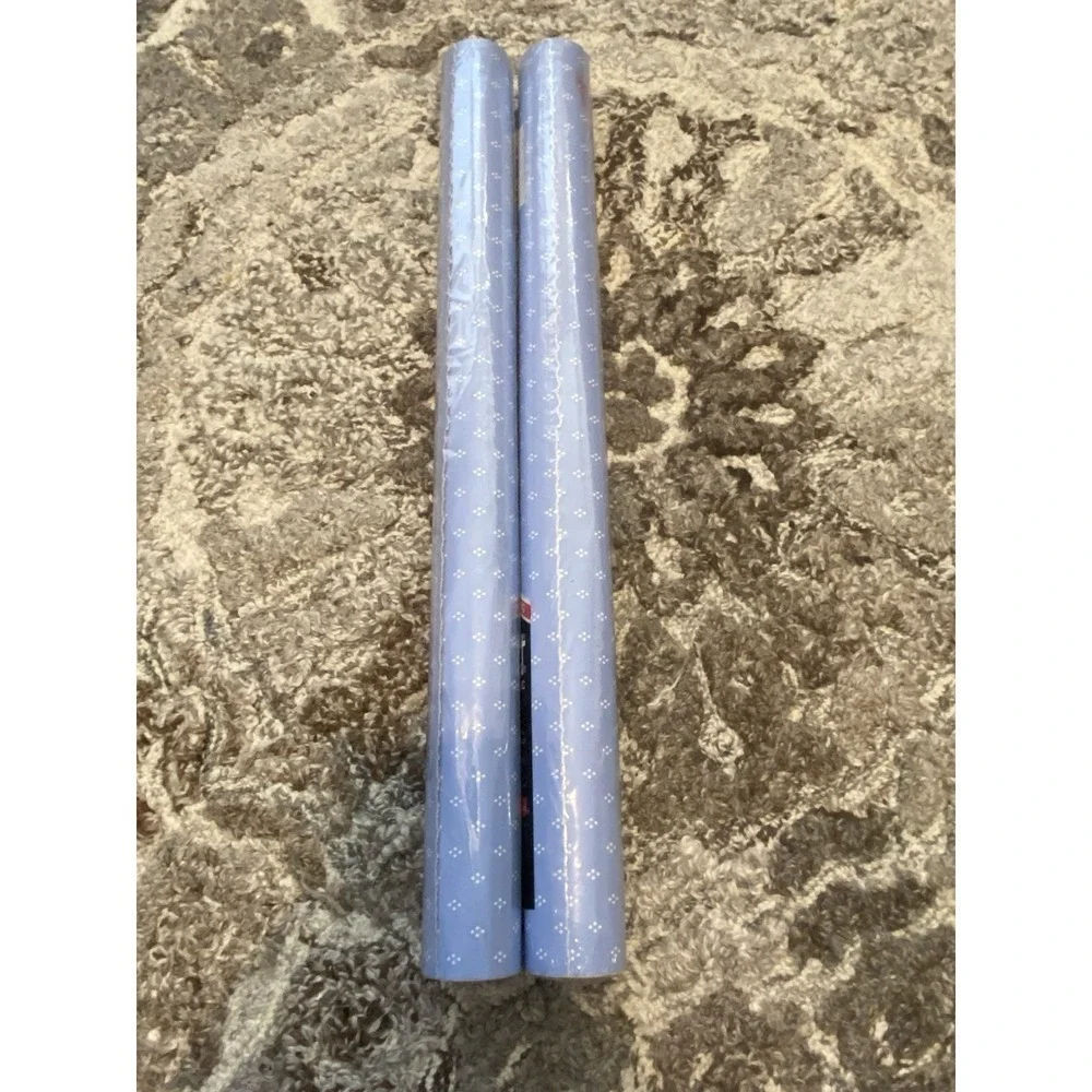 Vtg 2 Rolls Contact Paper 90s Swiss Dot Blue Self Adhesive Rubbermaid Shelf